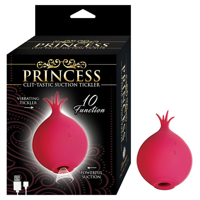 Princess Clit - tastic Suction Tickler Rechargeable Silicone Vibrator Red - SexToy.com