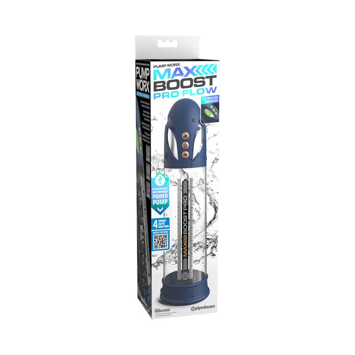 Pump Worx Max Boost Pro Flow Blue/clear - SexToy.com