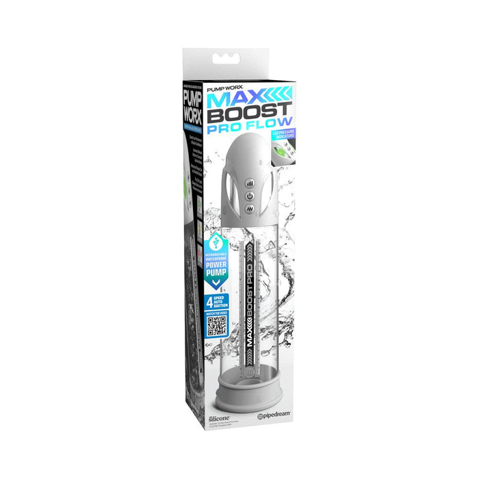 Pump Worx Max Boost Pro Flow White/clear - SexToy.com