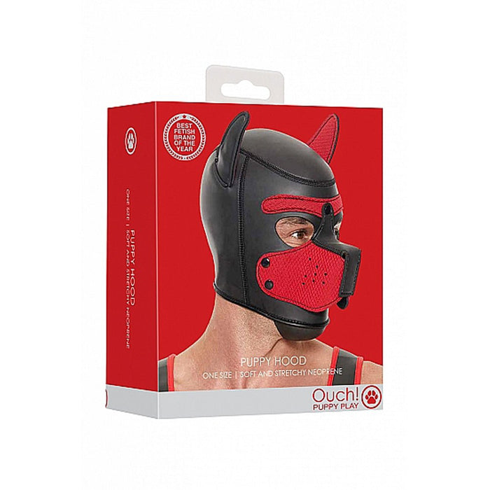 Puppy Play Neoprene Puppy Hood Red/black - SexToy.com