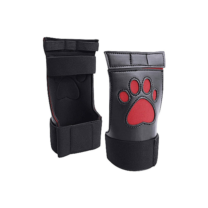 Puppy Play Neoprene Puppy Paw Gloves Red - SexToy.com