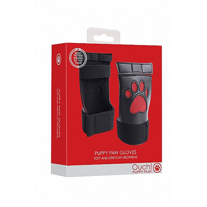 Puppy Play Neoprene Puppy Paw Gloves Red - SexToy.com