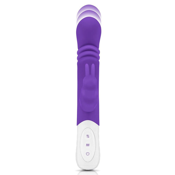 Rabbit Essentials Thrusting Slim Shaft Rabbit Vibrator Purple - SexToy.com