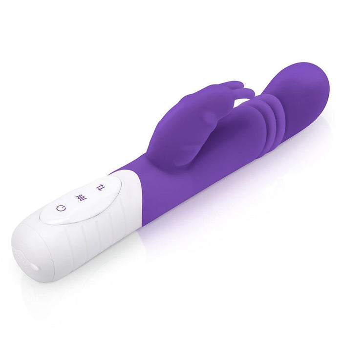 Rabbit Essentials Thrusting Slim Shaft Rabbit Vibrator Purple - SexToy.com