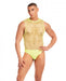 Rainbow Party Full Effect Large Mesh Unitard 2 pc Set - Yellow S/M - SexToy.com