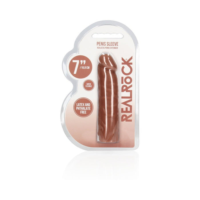 Real Rock Penis Extender - 7" - 17.5 Cm - Mocha - SexToy.com