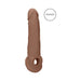 Real Rock Penis Extender With Rings - 9" - 22 Cm - Mocha - SexToy.com