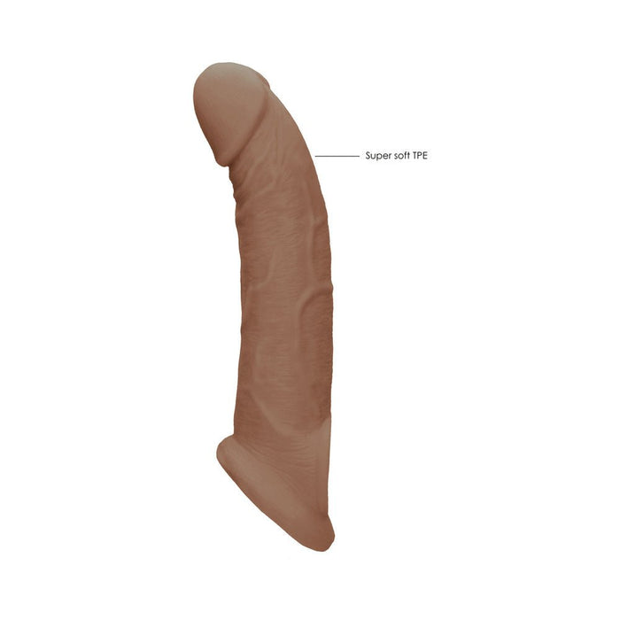 Real Rock Penis Extender With Rings - 9" - 22 Cm - Mocha - SexToy.com