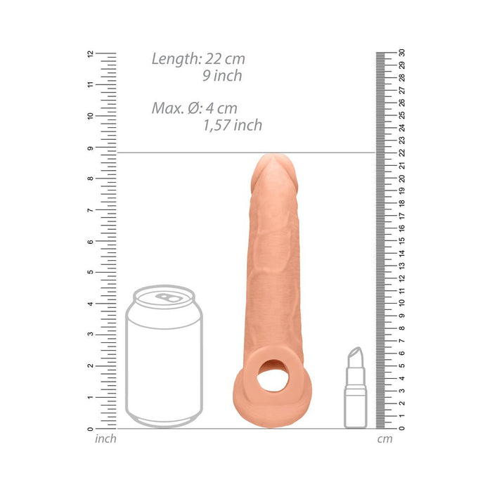 Real Rock Penis Extender With Rings - 9" - 22 Cm - Vanilla - SexToy.com