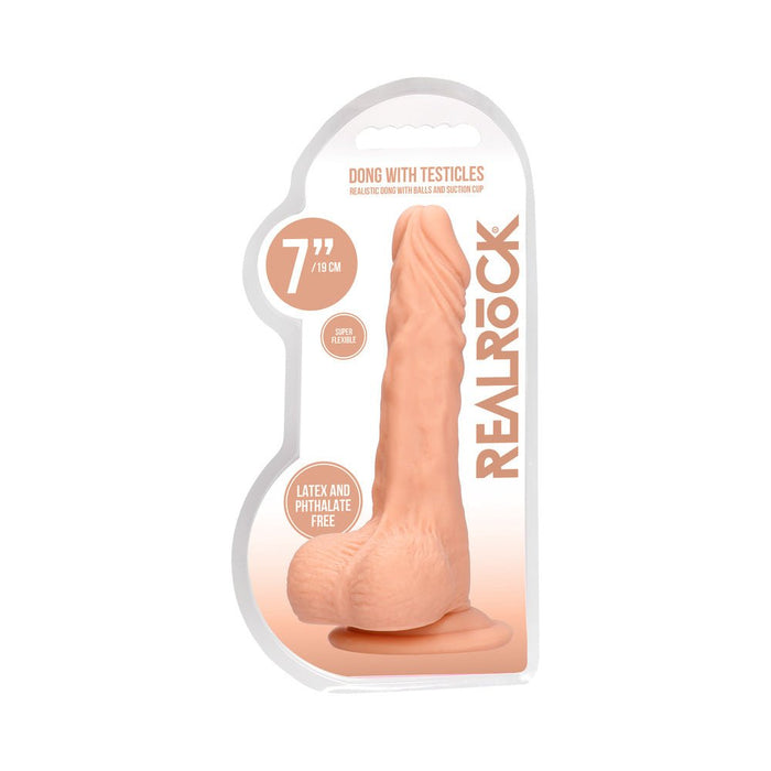 Real Rock Realistic Dildo With Balls - 7" - 17 Cm - Vanilla - SexToy.com