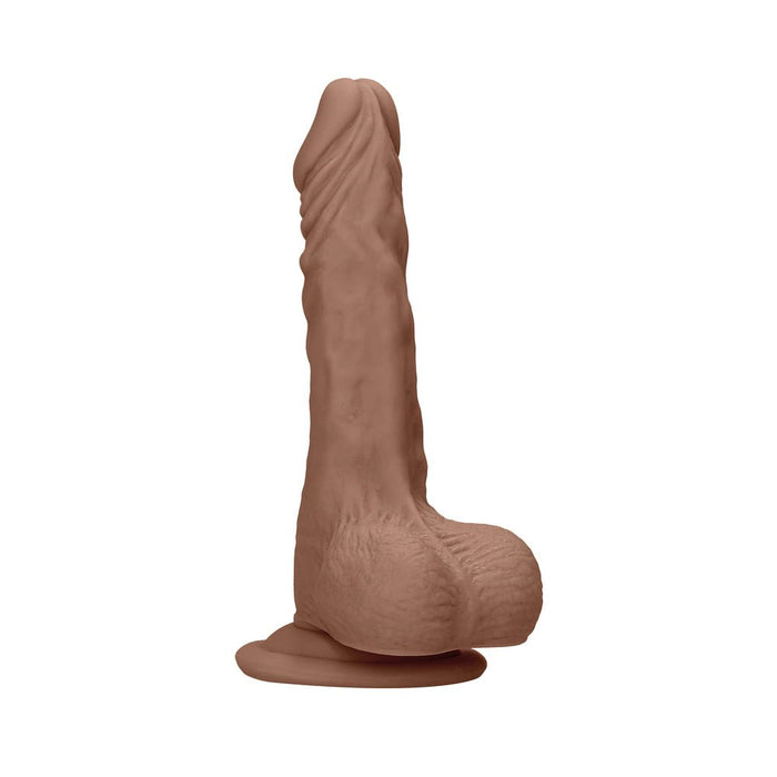 Real Rock Realistic Dildo With Balls - 9'" - 23 Cm - Mocha - SexToy.com