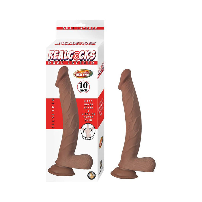 Realcocks Dual Layered 10 In. Brown - SexToy.com