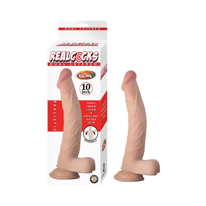 Realcocks Dual Layered 10 In. White - SexToy.com