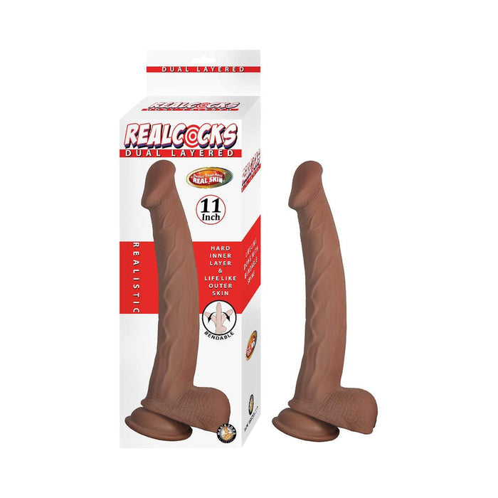 Realcocks Dual Layered 11 In. Brown - SexToy.com