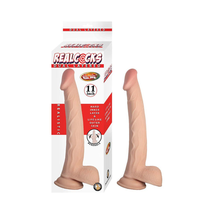 Realcocks Dual Layered 11 In. White - SexToy.com