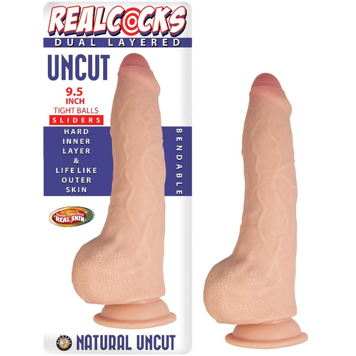 Realcocks Dual Layered Uncut Slider Tight Balls 9.5 In. Light - SexToy.com