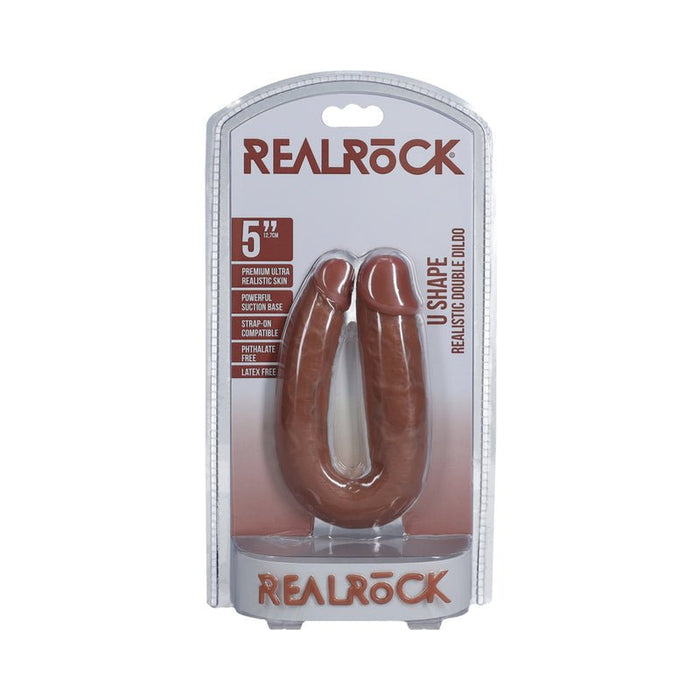 Realrock 5 In. U - shaped Double Dildo Tan - SexToy.com