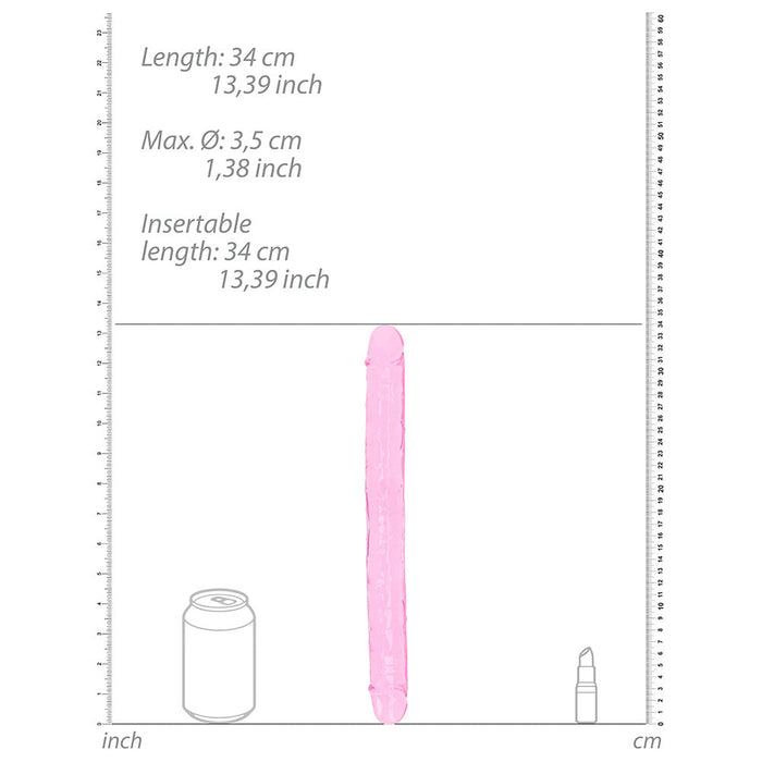 Realrock Crystal Clear Double Dong 13 In. Dual - ended Dildo Pink - SexToy.com