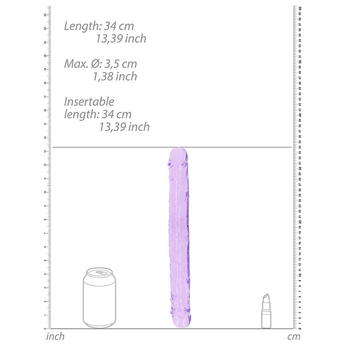 Realrock Crystal Clear Double Dong 13 In. Dual - ended Dildo Purple - SexToy.com