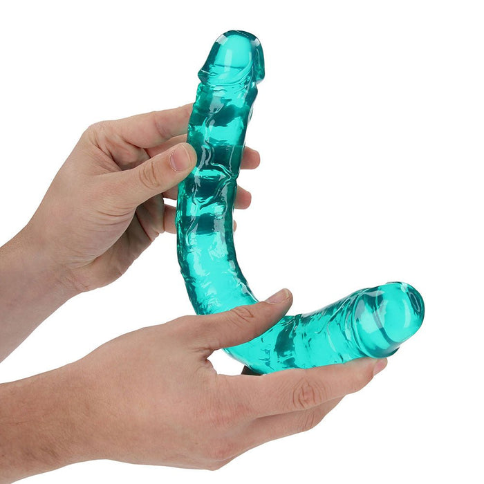 Realrock Crystal Clear Double Dong 13 In. Dual - ended Dildo Turquoise - SexToy.com