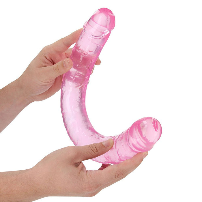 Realrock Crystal Clear Double Dong 18 In. Dual - ended Dildo Pink - SexToy.com