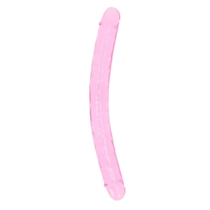 Realrock Crystal Clear Double Dong 18 In. Dual - ended Dildo Pink - SexToy.com