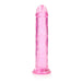 Realrock Crystal Clear Straight 11 In. Dildo Without Balls Pink - SexToy.com