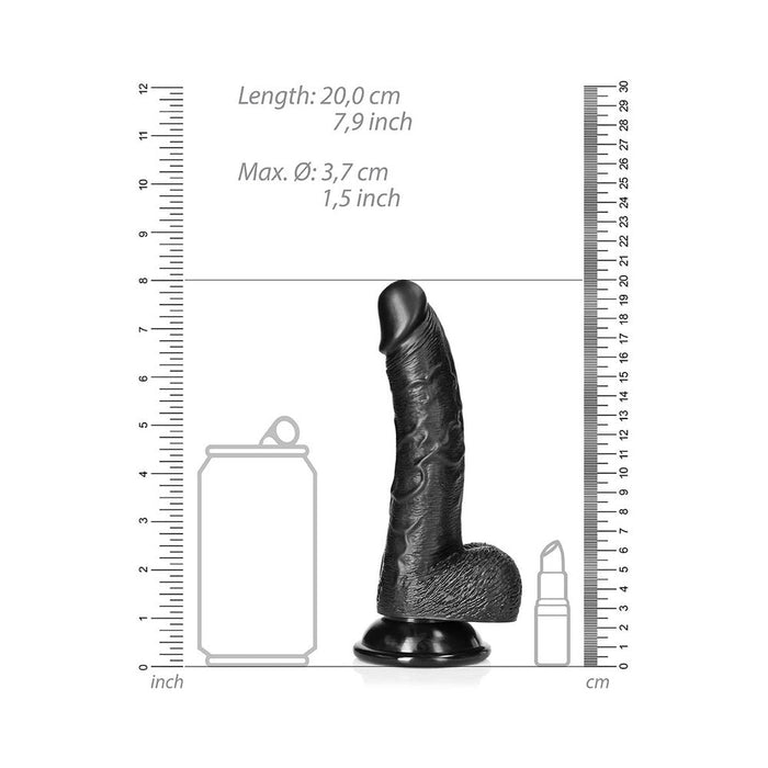 Realrock Curved Realistic Dildo With Balls And Suction Cup 7 In. Dark - SexToy.com