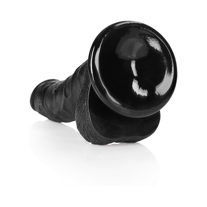 Realrock Curved Realistic Dildo With Balls And Suction Cup 7 In. Dark - SexToy.com