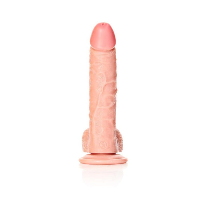 Realrock Curved Realistic Dildo With Balls And Suction Cup 8 In. Light - SexToy.com