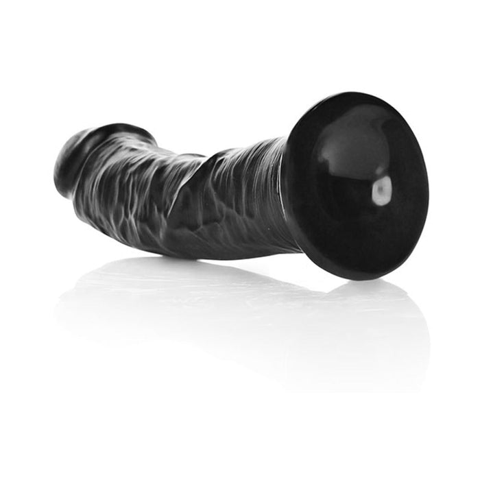 Realrock Curved Realistic Dildo With Suction Cup 6 In. Chocolate - SexToy.com