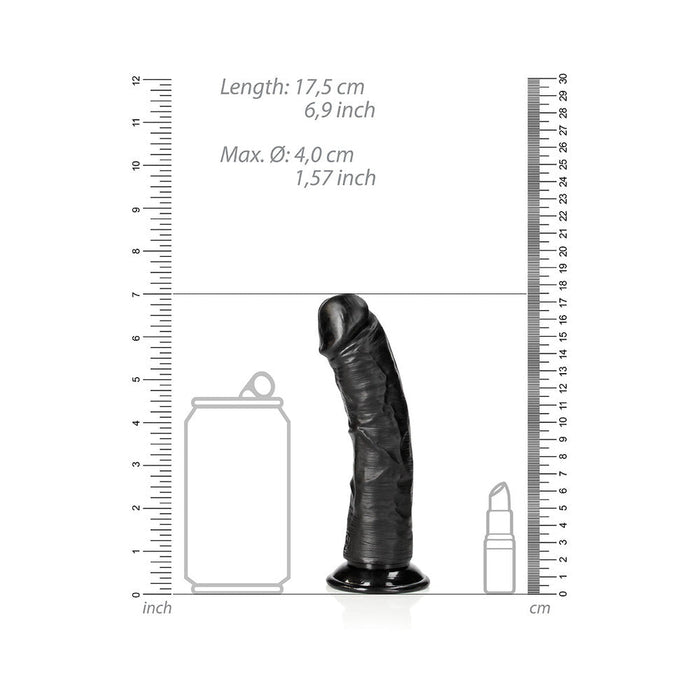 Realrock Curved Realistic Dildo With Suction Cup 6 In. Chocolate - SexToy.com