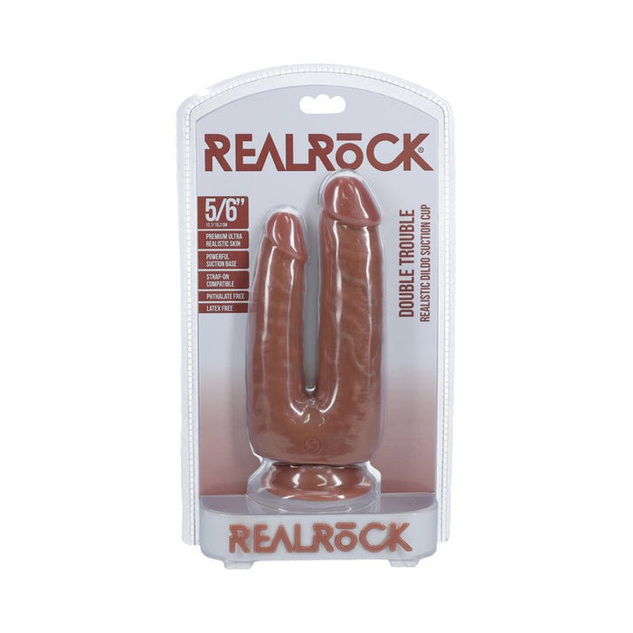 Realrock Double Trouble 5 In. / 6 In. Dildo Tan - SexToy.com