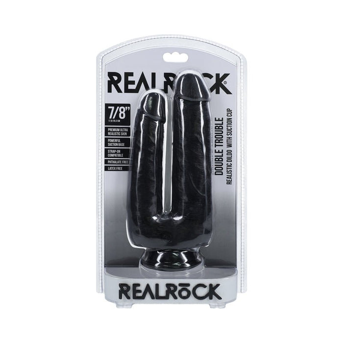 Realrock Double Trouble 7 In. / 8 In. Dildo Black - SexToy.com