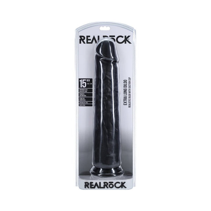 Realrock Extra Long 15 In. Dildo Black - SexToy.com