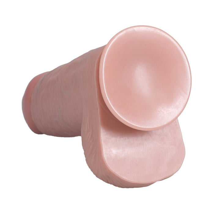 Realrock Extra Thick 10 In. Dildo With Balls Beige - SexToy.com