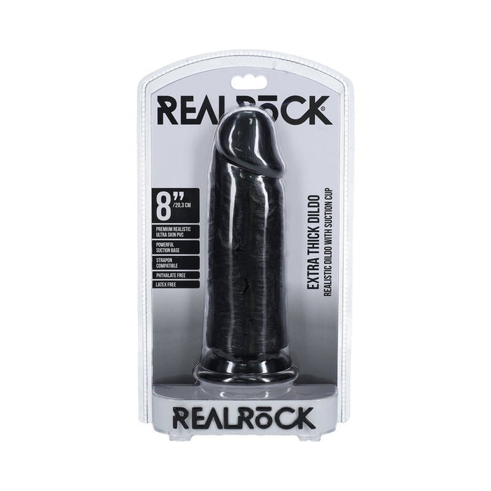 Realrock Extra Thick 8 In. Dildo Black - SexToy.com