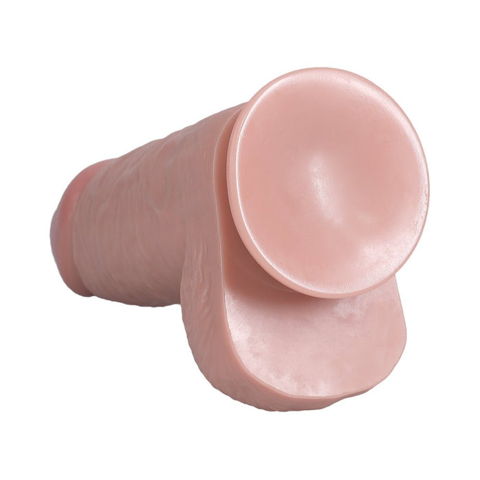 Realrock Extra Thick 9 In. Dildo With Balls Beige - SexToy.com