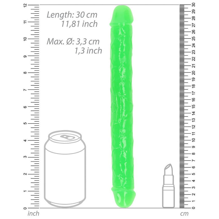 Realrock Glow In The Dark Double Dong 12 In. Dual - ended Dildo Neon Green - SexToy.com