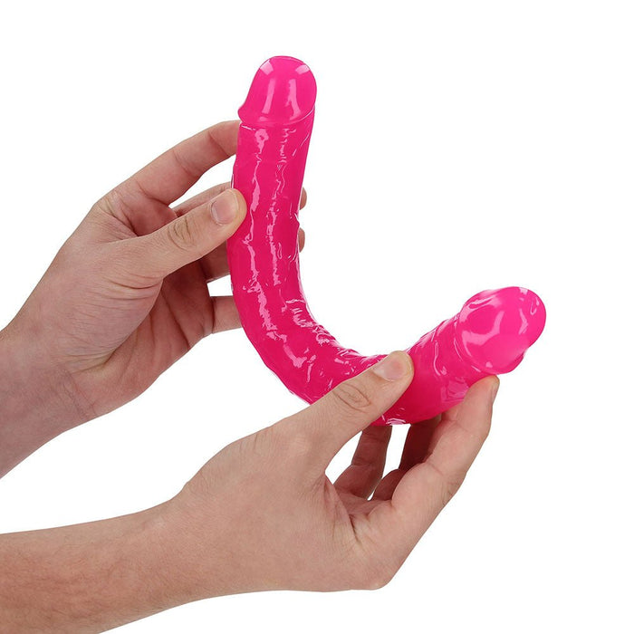 Realrock Glow In The Dark Double Dong 12 In. Dual - ended Dildo Neon Pink - SexToy.com