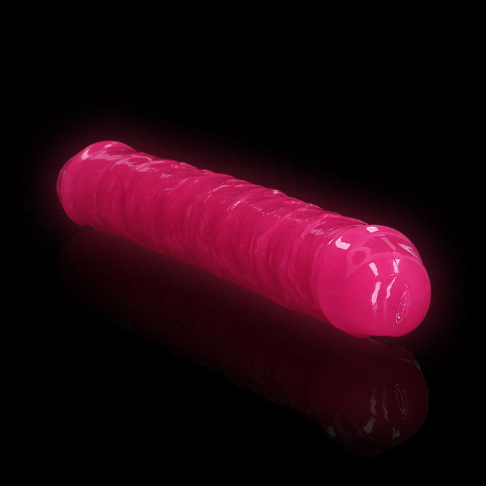 Realrock Glow In The Dark Double Dong 12 In. Dual - ended Dildo Neon Pink - SexToy.com