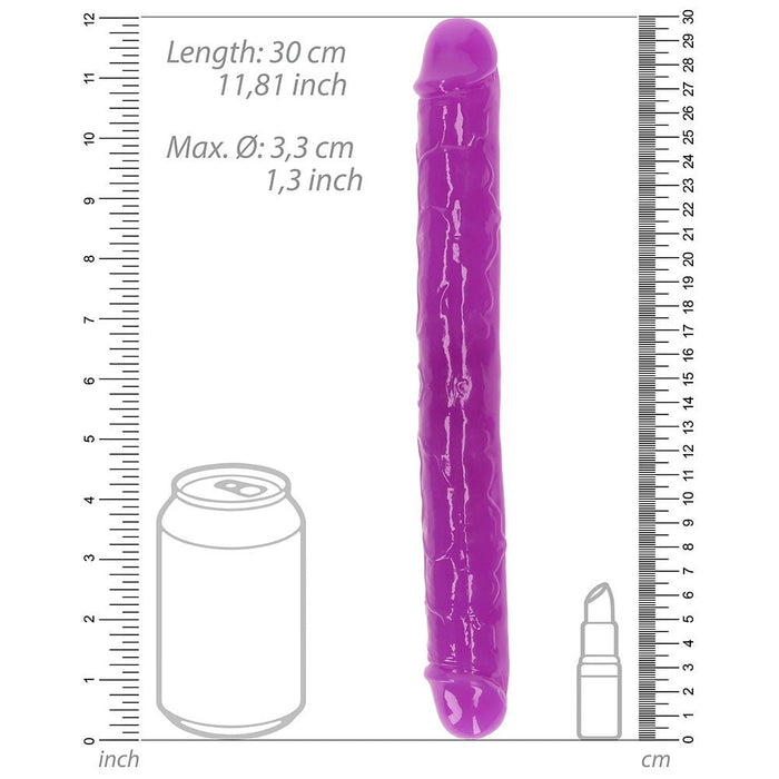 Realrock Glow In The Dark Double Dong 12 In. Dual - ended Dildo Neon Purple - SexToy.com