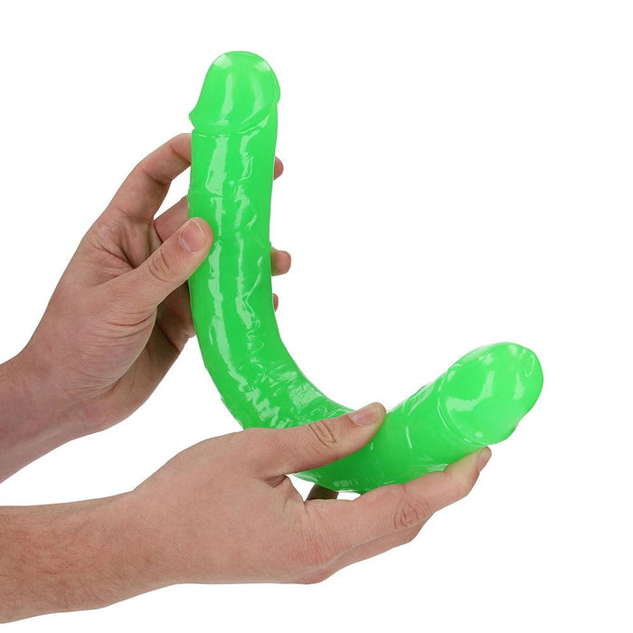 Realrock Glow In The Dark Double Dong 15 In. Dual - ended Dildo Neon Green - SexToy.com