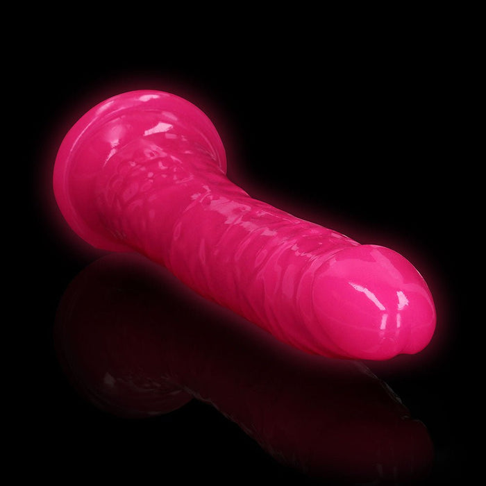 Realrock Glow In The Dark Slim 11 In. Dildo Neon Pink - SexToy.com