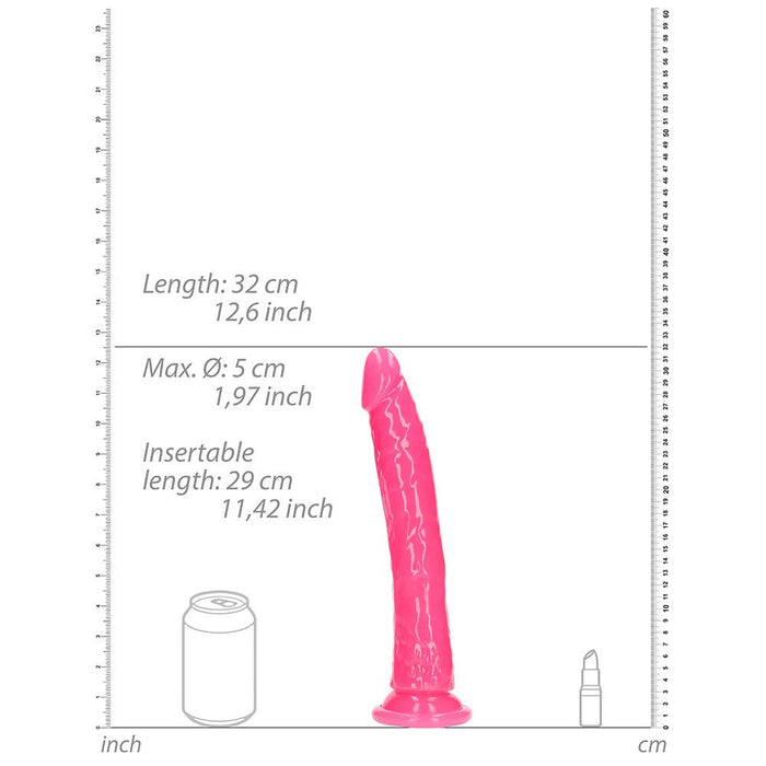 Realrock Glow In The Dark Slim 11 In. Dildo Neon Pink - SexToy.com