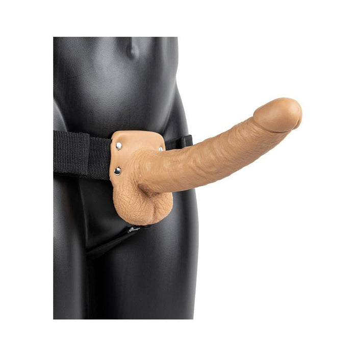 Realrock Hollow Strap - on With Balls 9 In. Mocha - SexToy.com