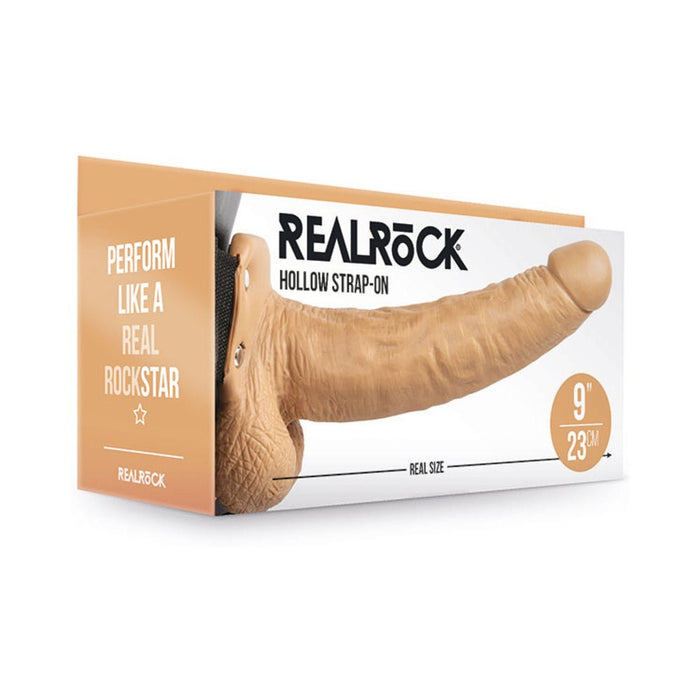 Realrock Hollow Strap - on With Balls 9 In. Mocha - SexToy.com