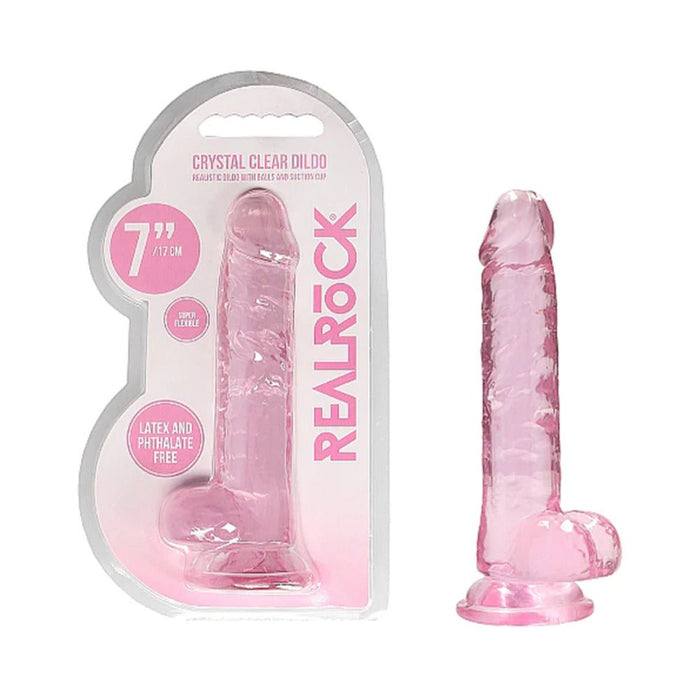 Realrock Realistic Dildo With Balls 7" Pink - SexToy.com