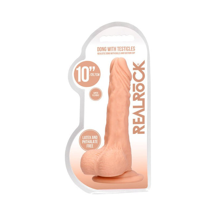 Realrock Skin 10 In. Dildo With Balls Beige - SexToy.com