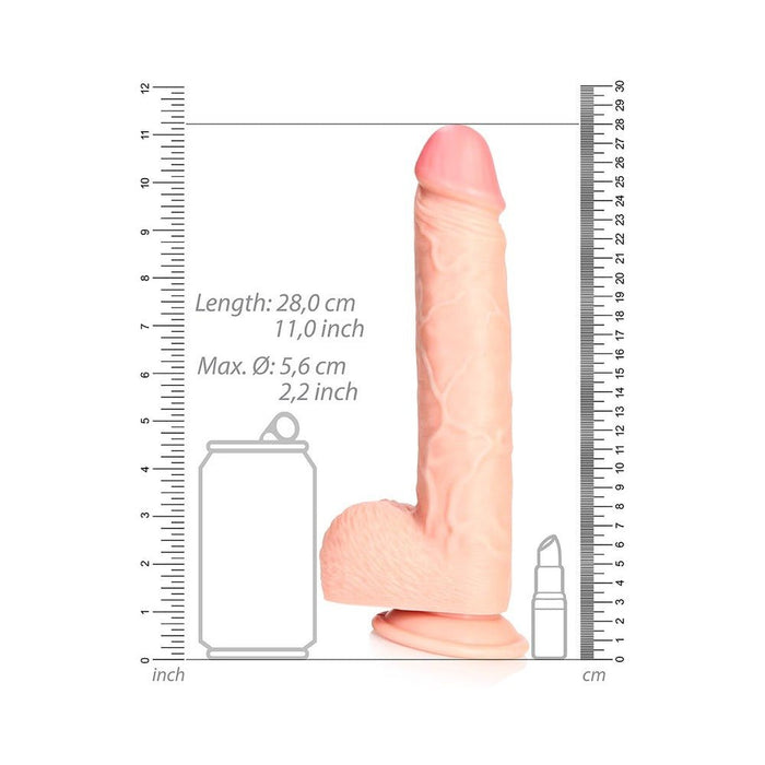 Realrock Straight Realistic Dildo With Balls And Suction Cup 10 In. Light - SexToy.com